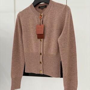 Loro Piana Dusty Rose Button-Front Cashmere Cardigan